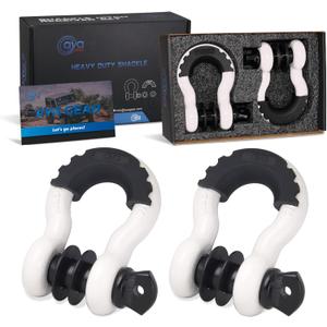 Aya Gear D Ring Shackle (2 Pack) 62, 700 Ibs Break Strength with 7/ 8" Screw Pin and Shackle Isolator & Washers Kit for Tow Strap Winch, Off Road Vehicle Recovery Jeep Truck