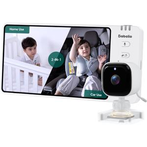 BABELIO Wireless Baby Car Camera with 5" HD Night Vision, Battery-Powered Rear Facing Car Seat Monitor for Kids and Pet, Easy Install 360 Rotatable Backseat Mirror, Newborns Travel Essentials Gifts