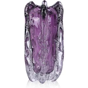 Hand-Blown Glass vase, Unique Wide-Mouth Glass vase, Modern Art Purple Decorative vase, Suitable for Office Spaces, Wedding venues, Living Room Coffee Tables, or as a Centerpiece on Dining Tables (11.4in)