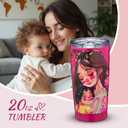 20oz Mom Tumbler Insulated Thermal Coffee Cup - Portable Travel Mug with Cute Cartoon Patterns, Leak-Proof for Mom, Great Mothers Day Gift for Daily Use Office Outdoor(Pink)