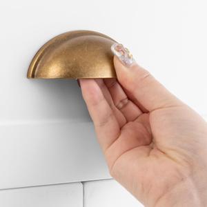 Antique Brass Cabinet Pulls, 3 Inch Hole Centers, Bin Cup Kitchen Cabinet Handles ZP2403 | Pack of 10, Solid Retro Hardware for Kitchen Door Drawer Dresser Bathroom Vanity Cupboard, 3"