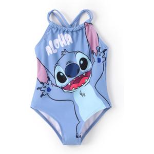 Disney Stitch Girls Swimsuits Lilo & Stitch UPF 50+ One Piece Bathing Suits Sport Summer Beach Swimwear Blue Quick Dry for Kids Size 4-5T Royal Blue