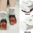Kids Slipper Socks - Girls and Boys Christmas No Slip Socks - Warm Thick Lining Cozy Indoor Gifts (Gray, L)