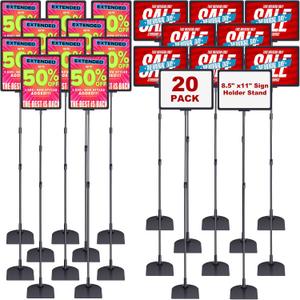DoubleFill 20 Pack Sign Stand Holder for Display Adjustable Floor Pedestal Poster Sign Stand Holder with Vertical and Horizontal View Advertising Business Brochure Menu Signage (8.5'' X 11'')