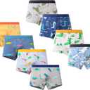 CHUNG Toddler Little Boys Underwear Soft Cotton Boxer Briefs 2-11Years Dinosaur Pack for Pupil Kindergarten Kids (4-5T)