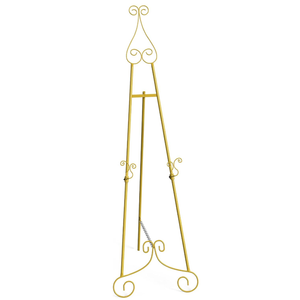 HAITRAL Gold Easel Stand for Sign,Adjustable Display Easel Stand with Chain Support,Heavy Duty Metal Easel for Wedding Sign,Art,Pictures,Paintings, 55" H Welcome Poster Stand Sign Holder Floor Décor