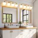 RUIYEY Bathroom Vanity Light Fixtures: 4 Lights Brushed Gold Vanity Lights for Bathroom, E26 60w Hardwired Wall Sconce Lighting with Frosted Milky Glass Over Mirror (Exclude Bulb)