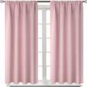 BGment Baby Pink Room Darkening Curtains for Short Window - Rod Pocket Thermal Insulated Blackout Curtains for Girl Bedroom, 42 x 40 Inch, 2 Panels