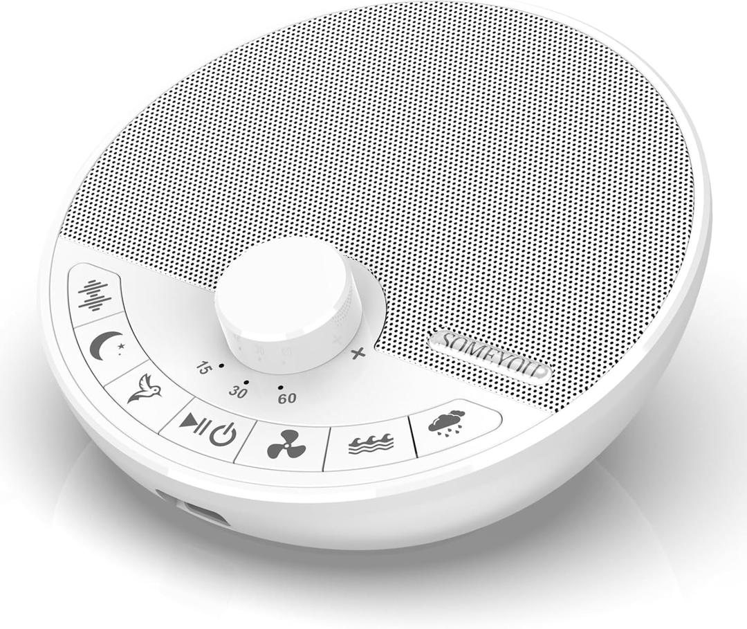 Portable White Noise Sound Machine with 18 Sleep Sounds, Battery Powered Bluetooth Function Knob Volume Control Sleep Timer, Travel White Noise Machine for Sleeping Adults Baby(White)