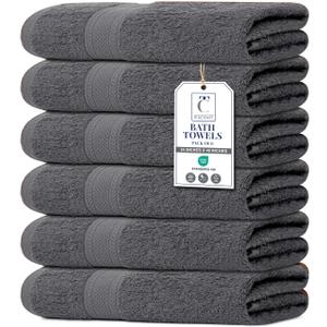 Large Size Bath Towels – 100% Cotton Terry - Quick Dry, Soft & Highly Absorbent – Grey Towels for Bathroom, Gym, Spa, Pool & Daily Use