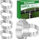 Duraaamo Irrigation Sprinkler Clamp Pinch Double Gripping Leakproof Hose Pipe Clamps, Solution for Leaking of Drip Irrigation Kit Connector for Pipe and Fittings, Stainless Steel (50 Pcs,1/4")