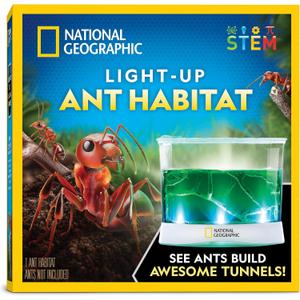 National Geographic Ant Habitat Kit - Light-Up Ant Terrarium with Built-in Magnifiers, Tunnel Starter Tool & More, Ant Activities for Kids, Ant Home, Ant Colony, Ant Habitat, Ant House for Kids