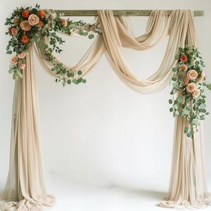 Wedding Arch Draping Fabric 1 Panel 28.7" x 20FT Champagne Sheer Chiffon Backdrop Drapes for Wedding Ceremony Birthday Party Bridal Shower Outdoor Decoration