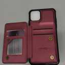 Vinich for iPhone 11 Pro Max Wallet Case with Card Holder, RFID Blocking Credit Slots Kickstand Shockproof Phone Cover for Women Men, Wine Red