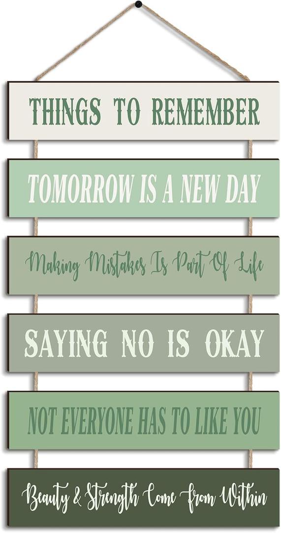Pinkunn Inspirational Wall Art Positive Quotes Wall Decor Cute Preppy Wooden Room Sign Uplifting Encouragement Gifts for Motivational Art for Home Bedroom (Sage Green)