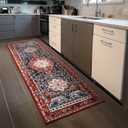 YJ.GWL Area Rug 2x6, Machine Washable Hallway Runner Rug, Boho Floral Vintage Distress Print Pattern Carpet, Low Pile Lightweight Thin Rugs for Entryway, Kitchen and Corridor, Red