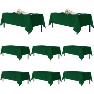 Sancua Tablecloths for 6 Foot Rectangle Tables, 8 Pack - Washable Polyester Fabric Table Cloth for Christmas Party, Birthday, Banquet Reception, 54x108 Inch Hunter Green