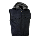 Milwaukee Leather MDM3015 Men's 'Rustic' Black Denim Motorcycle Riding Vest with Hoodie 3X-Large