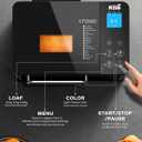 KBS Premium 2.2LB Convection Bread Maker Dual Heaters, 710W Stainless Steel 17-in-1 Bread Machine Healthy Ceramic Pan, Nut Dispenser,Touch Panel,3 Loaf Sizes 3 Crust Colors,15H Timer,Low Noise,Recipes