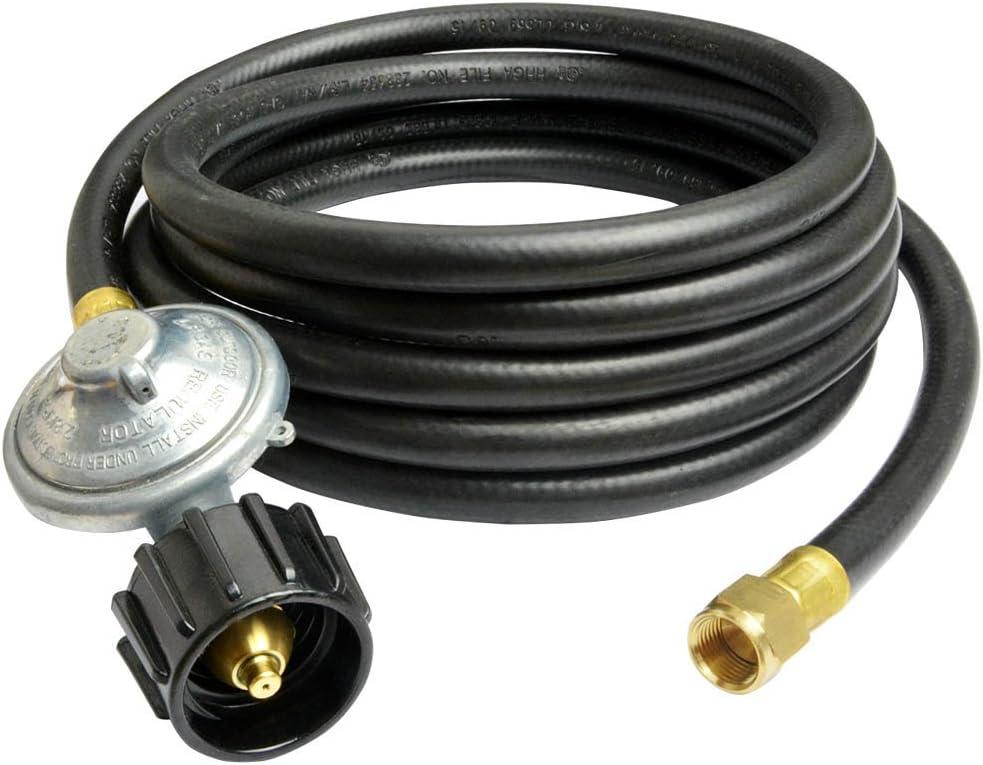 Onlyfire Universal QCC1 Low Pressure Propane Regulator with 12 ft hose for Most LP Gas Grill, Patio Heater and Fire Pit Table, 3/8" Female Flare Nut