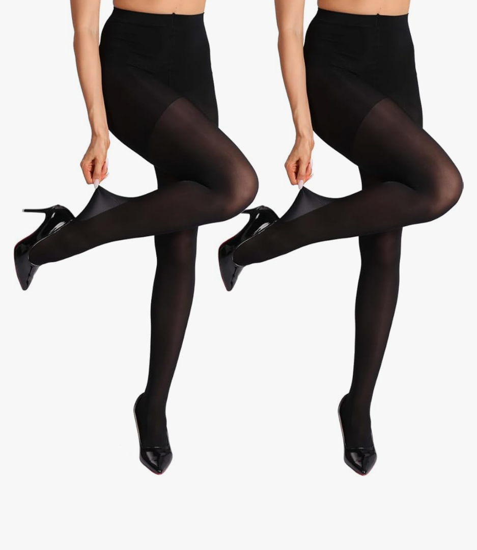 2 Pairs Indestructible Tights for Women,Rip Resistant Pantyhose, 40D Semi Sheer T-Crotch High Waist Tights Size L, XL