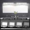 Bathroom Crystal Vanity Light Fixtures, Modern LED Vanity Light for Bathroom, 3 Lights Crystal Mirror Front Lamp, 6000K Cool White, 18W, Dia 22 Inch ETL Listed, 3 Light Cold White Dimmable
