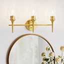 LPRZSG Bathroom Vanity Light Fixture, 3 Light Modern Gold Vanity Lighting fixtures, Lighting Fixtures Over Mirror, Wall Lamp with Clear Glass for Bathroom, Hallway, Bedroom with E26 Socket