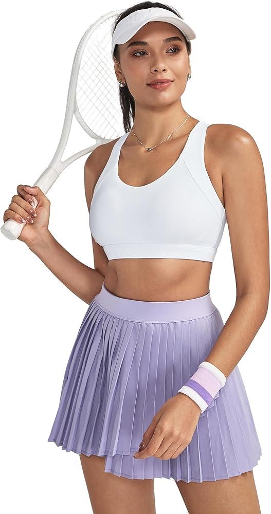 RUNNING GIRL Sports Bras for Women High Support, Criss-Cross Back Strappy Sports Bras for Women with Sewn in Pads(WX3081_White_M)