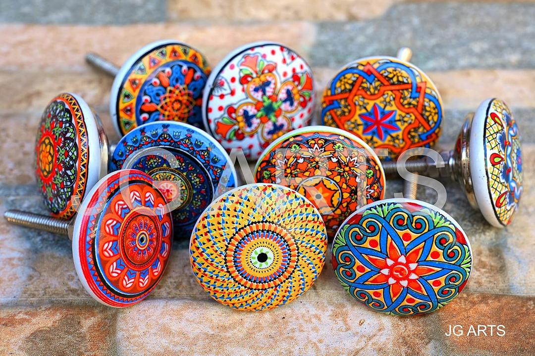 20 x Mix Vintage Look Flower Ceramic Knobs Door Handle Cabinet Drawer Cupboard Pull Mandala Xfer New