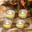 JOYIT Clear Votive Candle Holders Bulk Set of 4, Tealight Candle Holder for Wedding Table Centerpiece, Glass Small Candle Holders for Birthday Party, Valentine's Day, Home Decor (2''X 1.4'')