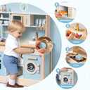 ROBUD Wooden Play Kitchen Set for Kids Toddlers, Toy Kitchen Gift for Boys Girls, Age 3+, 31.3*14*38.6 inch