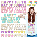 Yungyan 104 Pcs 100 Day of School DIY Shirt Letter Patches Chenille Selfadhesive for Teacher Backpack Cloth Preppy Embroidery Sticker Cute Star Heart Rainbow Patch Craft Hat Iron on Activity Supplies