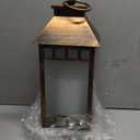 18'' Glass Solar Lantern Outdoor Waterproof, Large Hanging Solar Lanterns with Flickering Flame Lights, Metal Outdoor Lantern Decorative for Patio Garden Backyard Tabletop Mothers Day Gifts Mom