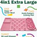 Slow Feeder Bowl for Large Dog, Silicone Lick Mat & Snuffle Mat with Suction Cups - Interactive Puzzle Feeder to Slow Eating & Keep Busy, Reduce Vomiting & Relieve Boredom (21"x 11" Pink)