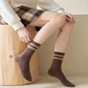 Womens Vintage Cotton Cozy Crew Socks,Striped Athletic Casual Socks for Women 8 Pairs,Gifts Box