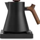 Fellow Corvo EKG Pro Electric Tea Kettle - Quick Heating, Precise Temperature Control Electric Kettle, Scheduling, Built-in Brew Timer for Boiling Water - Matte Black with Walnut Handle - 0.9 Liter