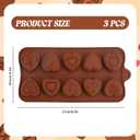 3PCS Heart Chocolate Molds Set, 10-Design DIY Silicone Molds for Valentine's Day & Mother's Day, Love Rose Non-Stick Baking Molds for Chocolate, Candy, Gummy, Ice Cubes, Fondant, Cake Decorating