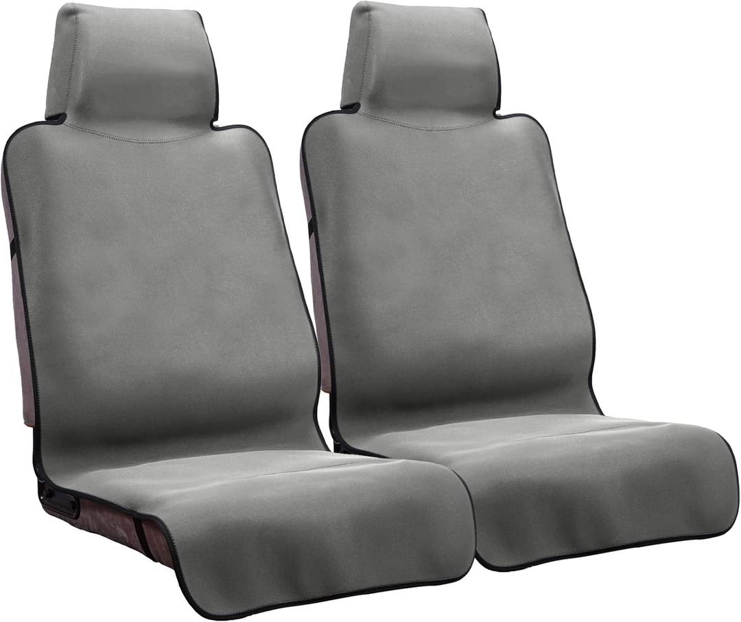 Waterproof Seat Cover,2PCS Upgraded Neoprene Sweat Carseat Protector, Perfect for Universal Anti-Slip Car Truck SUV Seat, Ideal for Surfing Yoga Gym Workout, Gray (GREY)
