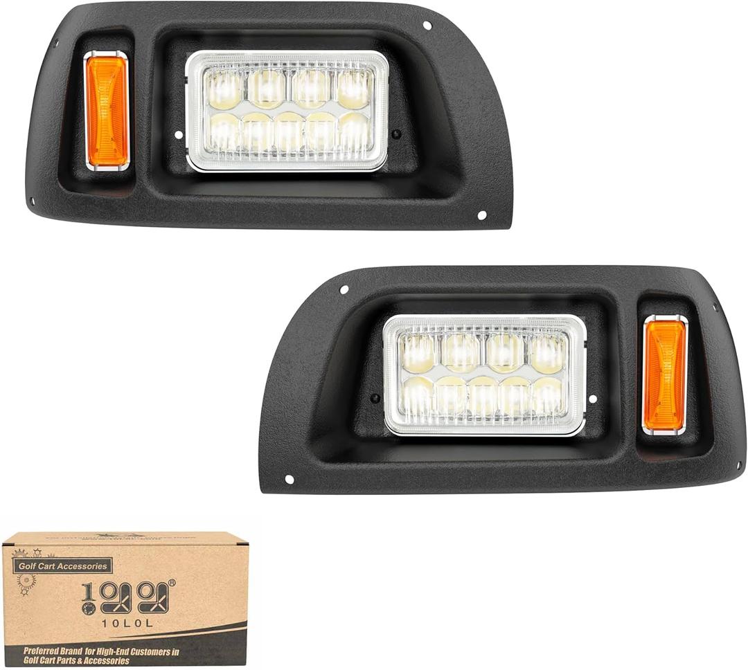 10L0L Golf Cart Headlights for Club Car DS (1993+) - Driver & Passenger Side Replacement, 12V Bright Headlights Direct Fit Gas/Electric Models, OEM# 101988002 101988001