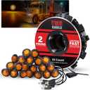 TMH 20 Pcs 3/4 Inch Side Marker Amber Lights with Connector Plug + 2 Pin Continuous Wire Harness Roll, Mix Pack for Plug and Play Hassle-Free Installation for Truck Trailer RV Pickup