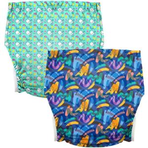 Unisex Adult Incontinence Pants, Reusable Diapers for Adults, Adult Cloth Diaper Cover, Incontinence Underwear Suitable for Bedridden, Elderly and Incontinent People2PCS Graffiti + Circle XL