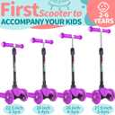 BELEEV A1 Scooter for Kids Ages 2-6, 3 Wheel Kick Scooter for Toddlers Girls Boys, Light up Wheels, Adjustable Height, Lean to Steer, Non-Slip Deck, Lightweight Push Scooter for Children