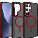 AIGOMARA Magnetic for Samsung Galaxy S25 Ultra Case with Invisible Camera Stand, [Compatible with Magsafe] [Military-Grade Protection] Slim Anti Scratch Protective Case Women Girls 6.9", Black/Red