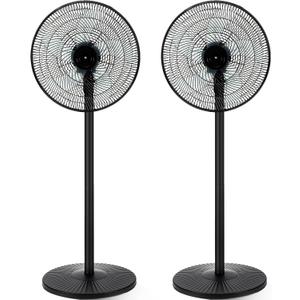 2 Pack 16" Oscillating Pedestal Stand Fan, 8 Speed, 50 DB Quiet, Black Heavy Duty Industrial Standing Floor Fan with 9 H Timer for Home, Living Room, Kitchen, Office