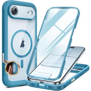 Miracase Magnetic for iPhone Air Case 6.5" [Compatible with MagSafe] Full-Body Phone Case with Built-in Glass Screen Protector & Camera Control,Drop Proof iPhone 17 Air Case Cover, Blue