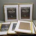 Acovy 16x20 Picture Frame, 16 by 20 Poster Frame for Wall - High Definition Plexiglass, 16x20 Frame Matted to 11x14 (Gold, 6 Pack)