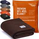 Woolly Mammoth Merino Wool Blanket - Large 66" x 90", 4LBS Camp Blanket | Cabin Throw, Cold Weather, Emergency, Dog Camping Gear, Hiking, Survival, Army, Outside, Outdoors, Twin Size Bed, Brown Color