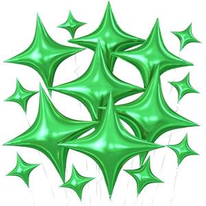 3 x Green Star Balloon,15Pcs Green Star Foil Balloons,26/18/10 Inch Quadrangle Helium Balloons for Graduation Wedding Birthday Prom Anniversary Baby Shower Wedding Party Decorations