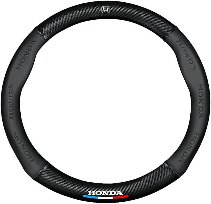Steering Wheel Cover For Honda CRV Accessories Black Carbon Fiber+Leather
