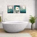 Cream White Floral Canvas Wall Art Grey Pictures, 16"x24"x3 Pieces